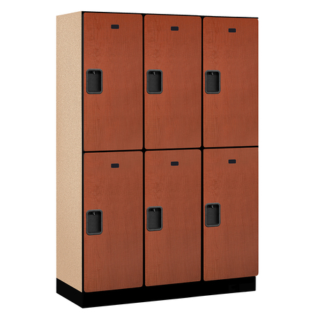 SALSBURY INDUSTRIES 2 Tier Designer Locker, 54"Wx76"Hx18"D, 6 Door, Cherry 18-22368CHE